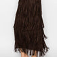 Layered Fringe Tiered Brown Maxi Skirt