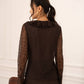 Chocolate Brown Lace Blouse with Ruffled V-Neck