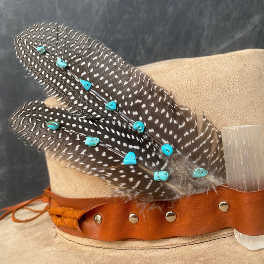Turquoise Hat Feather Accessory for Western Hats - Bourbon Cowgirl