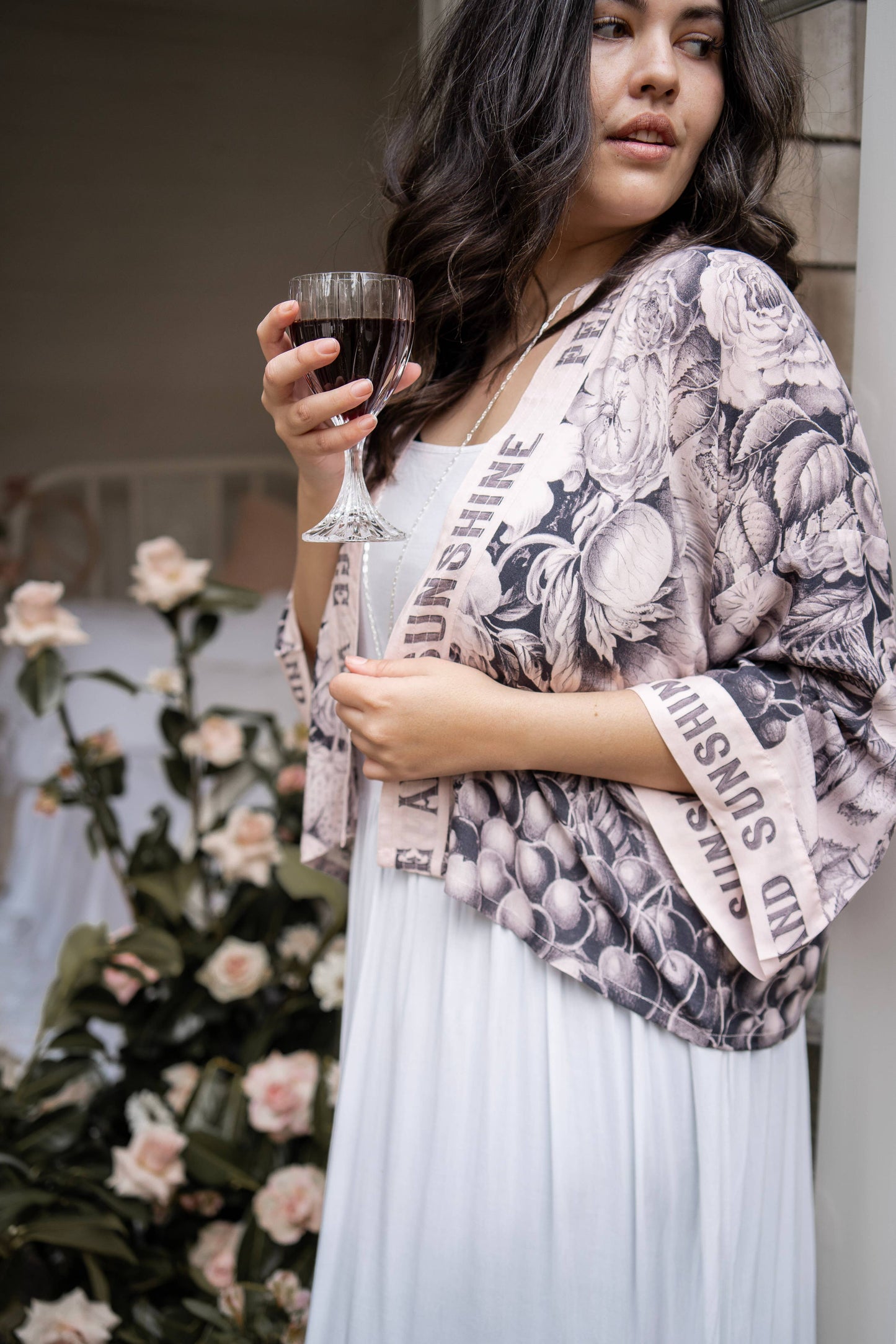 Peace Wine and Sunshine Cropped Bamboo Boho Kimono Cardigan