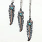 Gunmetal Feather Pendant with Turquoise Necklace