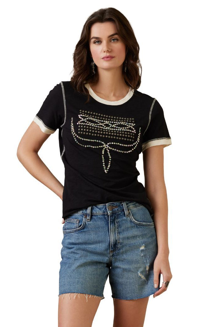 Double D Ranch Black Boot Stitch Top