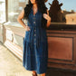 Dark Wash Denim Button Down Collared Sleeveless Dress at Bourbon Cowgirl