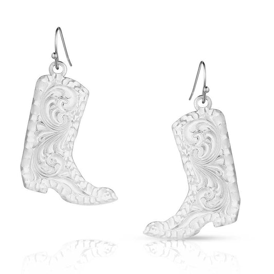 Chiseled Boots Earrings- Montana Silversmiths for Bourbon Cowgirl
