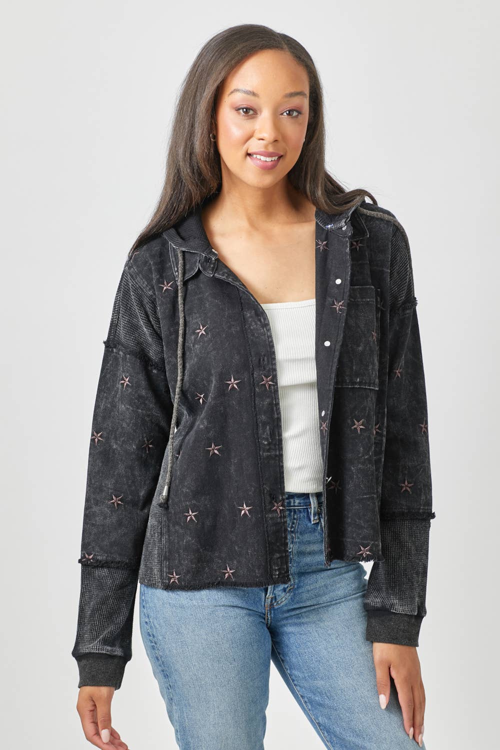 Star Embroidery Washed Jacket