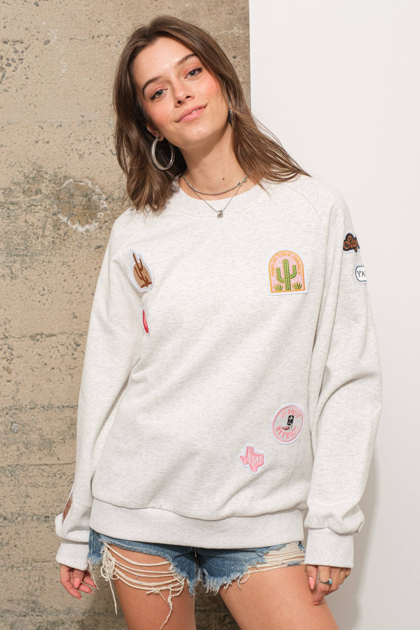 Cotton French Terry Western Patch Sweatshirt