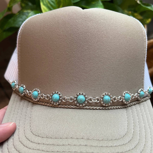 Turquoise Silver Western Trucker Hat Chain