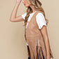Tan Faux Suede Western Fringe Vest for Cowgirls