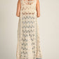 Crochet Open Front Tie Tassel Maxi Cardigan