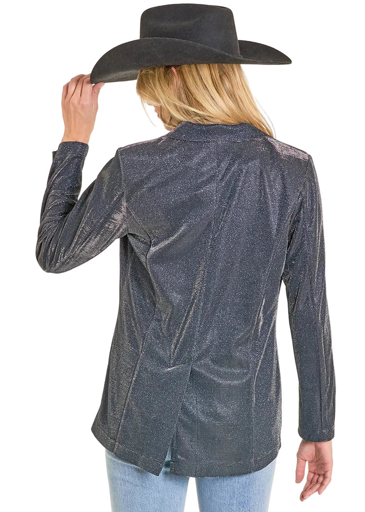 Rock & Roll Denim Black and Blue Iridescent Sparkle Blazer