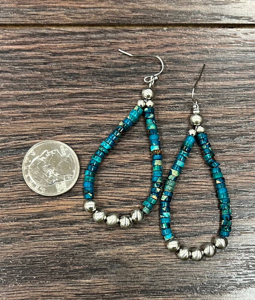 Handmade Silver Beads and Turquoise Gemstone Earrings