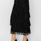 Layered Fringe Tiered Maxi Skirt in Black