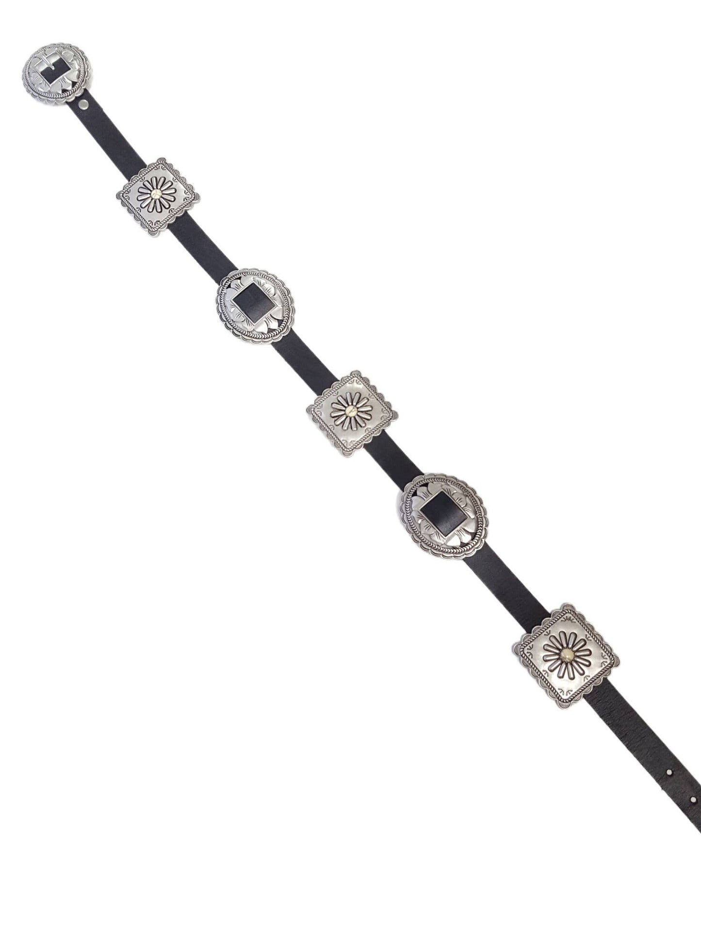 Western Alternating Concho Belt in Genuine Cowhide Leather