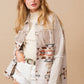 Aztec Contrast Frayed Shirt Jacket