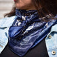 Blue and Cream Paisley Wild Rag Scarf for Cowgirls