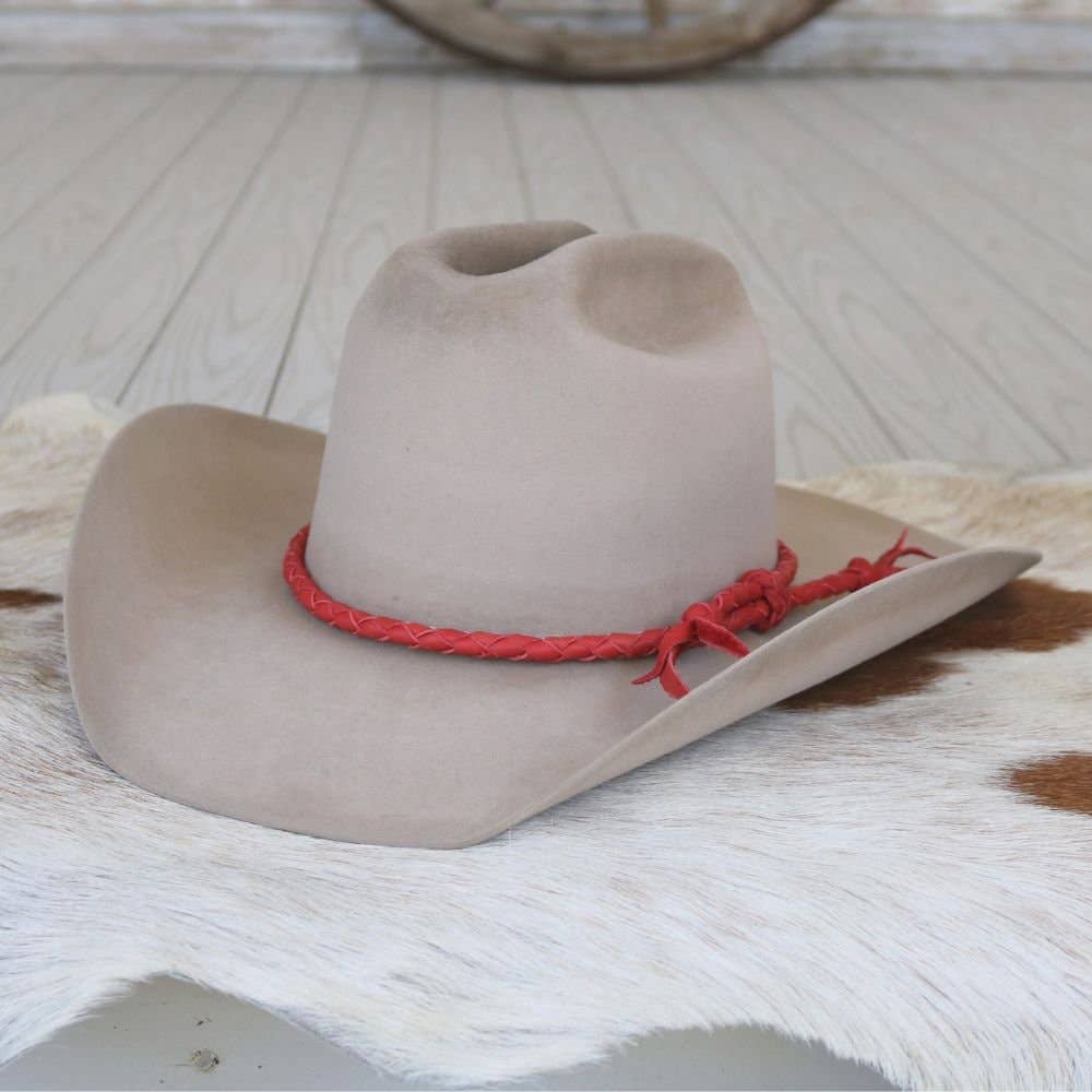 Leather Hat Band - Red Braided Design, Handmade Quality display picture 1