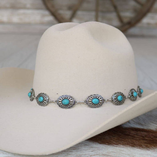 Silver Concho Hat Band - Palomino