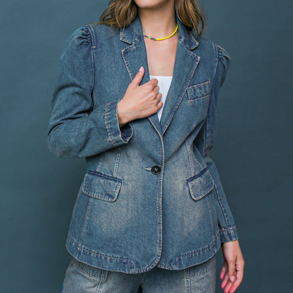 GIVE IT YOUR ALL DENIM BLAZER