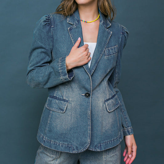 GIVE IT YOUR ALL DENIM BLAZER