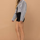 Washed Gray Corduroy Oversized Rhinestone Fringe Jacket