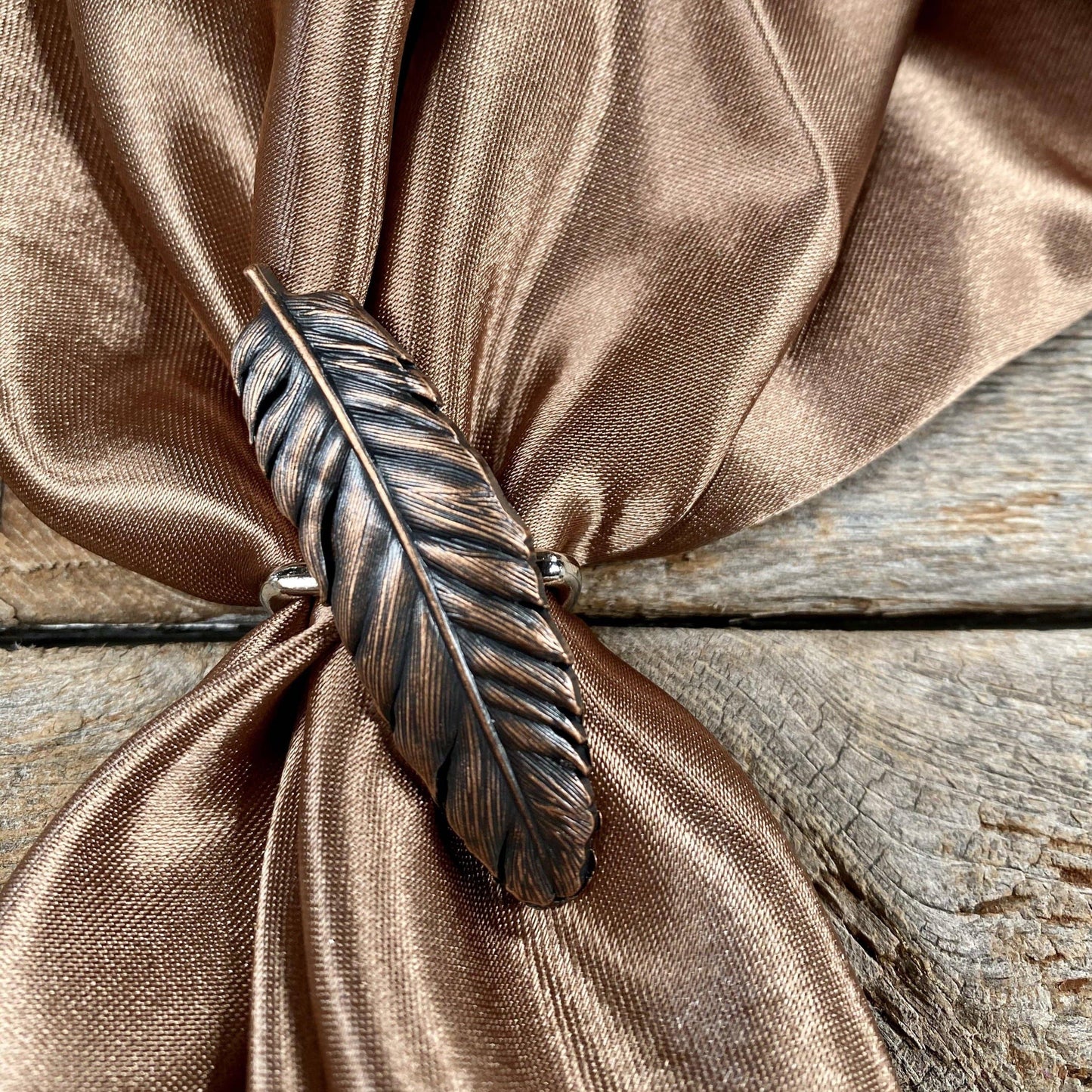 Wild Rag Slide Copper Feather Concho