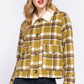 Faux Fur Collar Olive Plaid Shacket