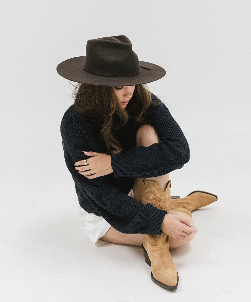 Emery Rancher Fedora Dark Brown Hat by Gigi Pip | Bourbon  display picture 3
