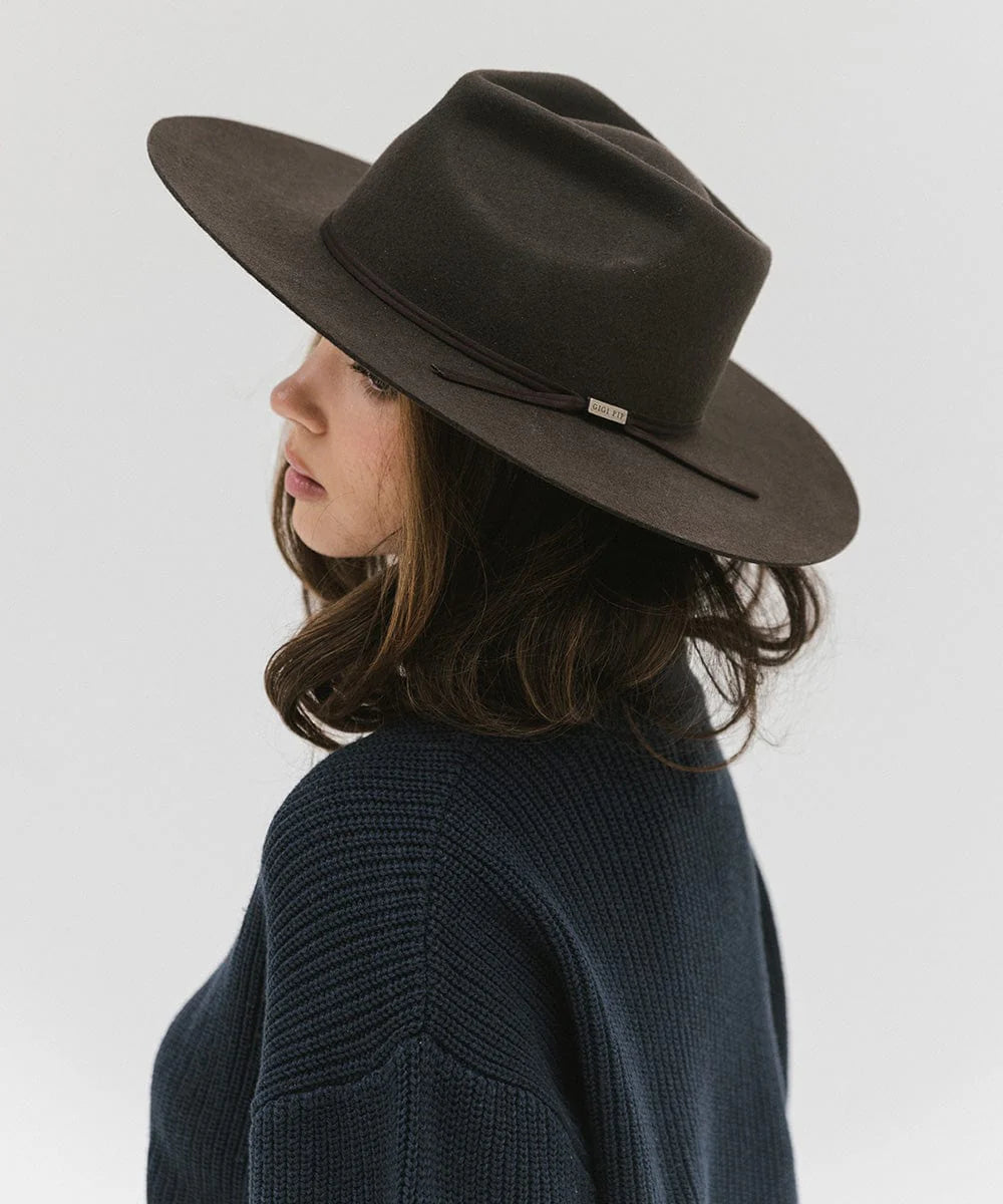 Gigi Pip Emery Rancher Fedora Hat Size 61 Size XL Australian Wool Felted Western Emery Felt Fedora | Wide Brim Teardrop Fedora Hat for Women main image 3