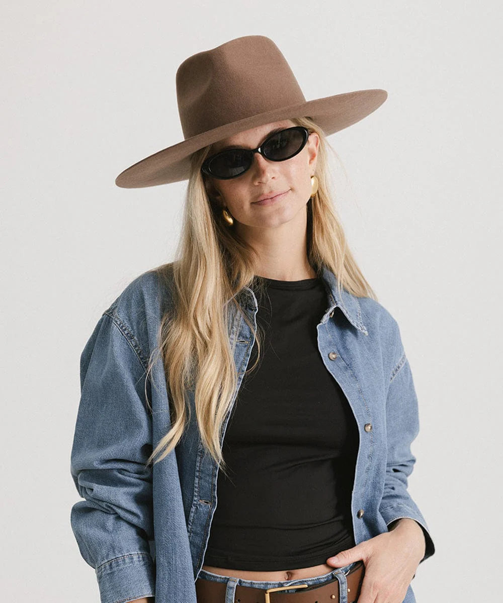 GIGI PIP WESTERN Cowboy Rancher Black Wide-Brim Wool Fedora Hat Medium Rodeo Amazon.com: Gigi Pip Women main image 2