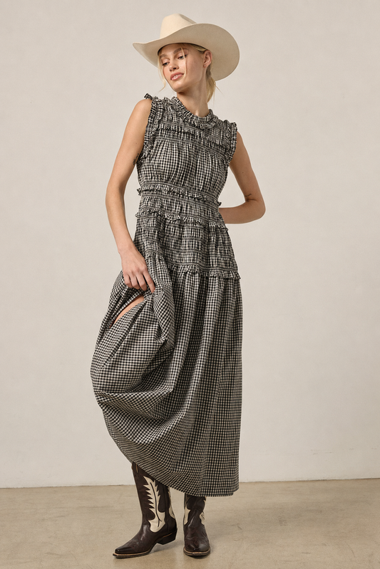 Smocked Gingham Maxi Dress