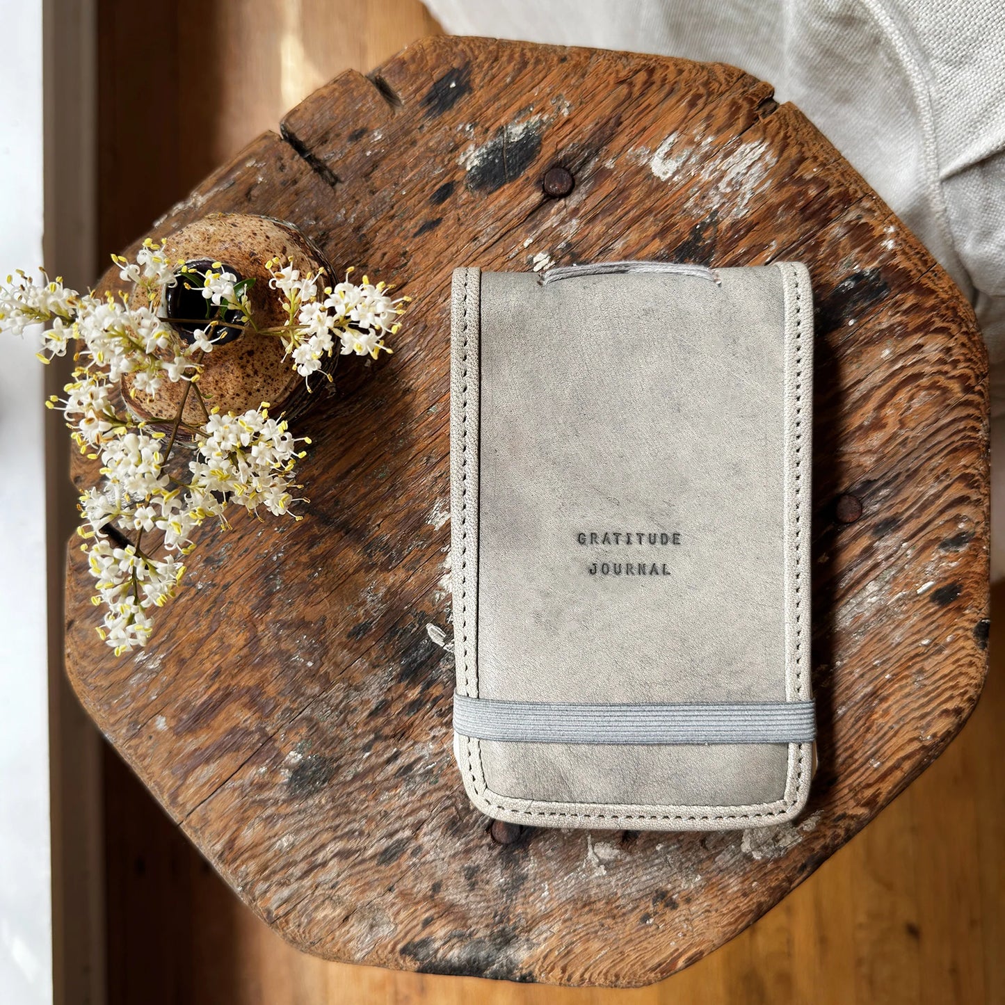 Mini Gratitude Journal in Sage Leather at Bourbon Cowgirl
