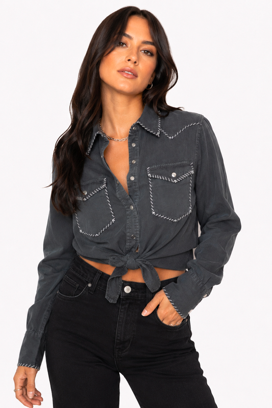 H Bar C Brooklyn Women's Shirt in Charcoal Slate