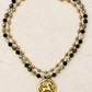 Green Gemstone Necklace with Gold Horse Medallion by Michele Busch