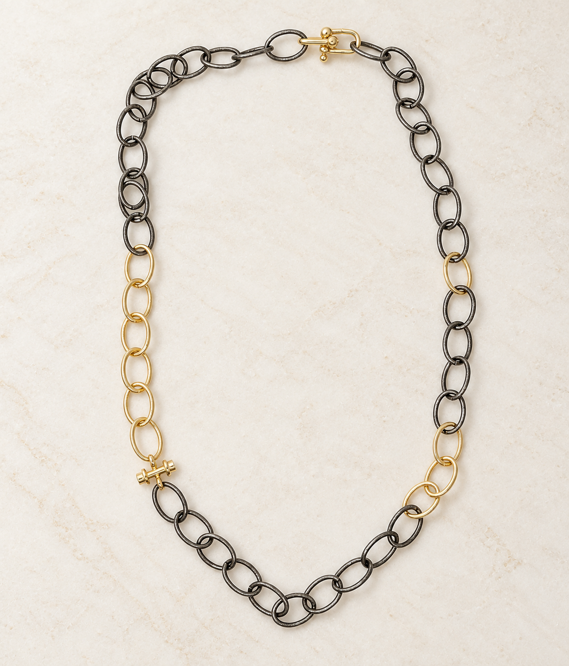 Gold & Silver Chain Y Necklace  by Michele Busch