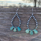 Teardrop turquoise and Sterling Silvers Pearls earrings