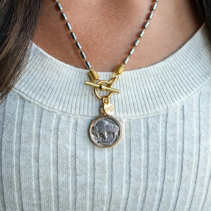 Authentic Buffalo Nickel Coin Necklace in Silver