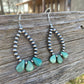 Teardrop turquoise and Sterling Silvers Pearls earrings