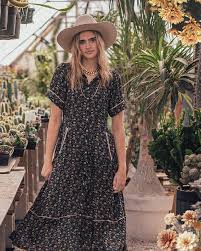 La Dahlia Women's Dress Black Floral for Country Girls at Bourbon Cowgirl