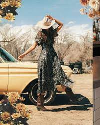 Floral Dress with Contrast Piping for Country Girls XL Floral Dress with Contrast Piping for Country Girls XL