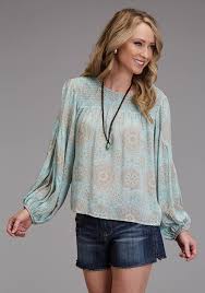 Mandala Print Peasant Blouse by Stetson