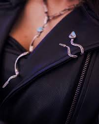 Silver & Turquoise Brim Biter by Hallett Peak - Snake