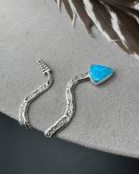Silver & Turquoise Brim Biter by Hallett Peak - Snake
