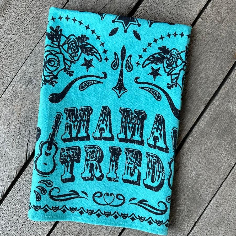 Turquoise Mama Tried Tea Towel by Junk Gypsy