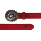 Red woven belt with turquoise buckle