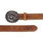Woven belt with turquoise buckle in desert clay color
