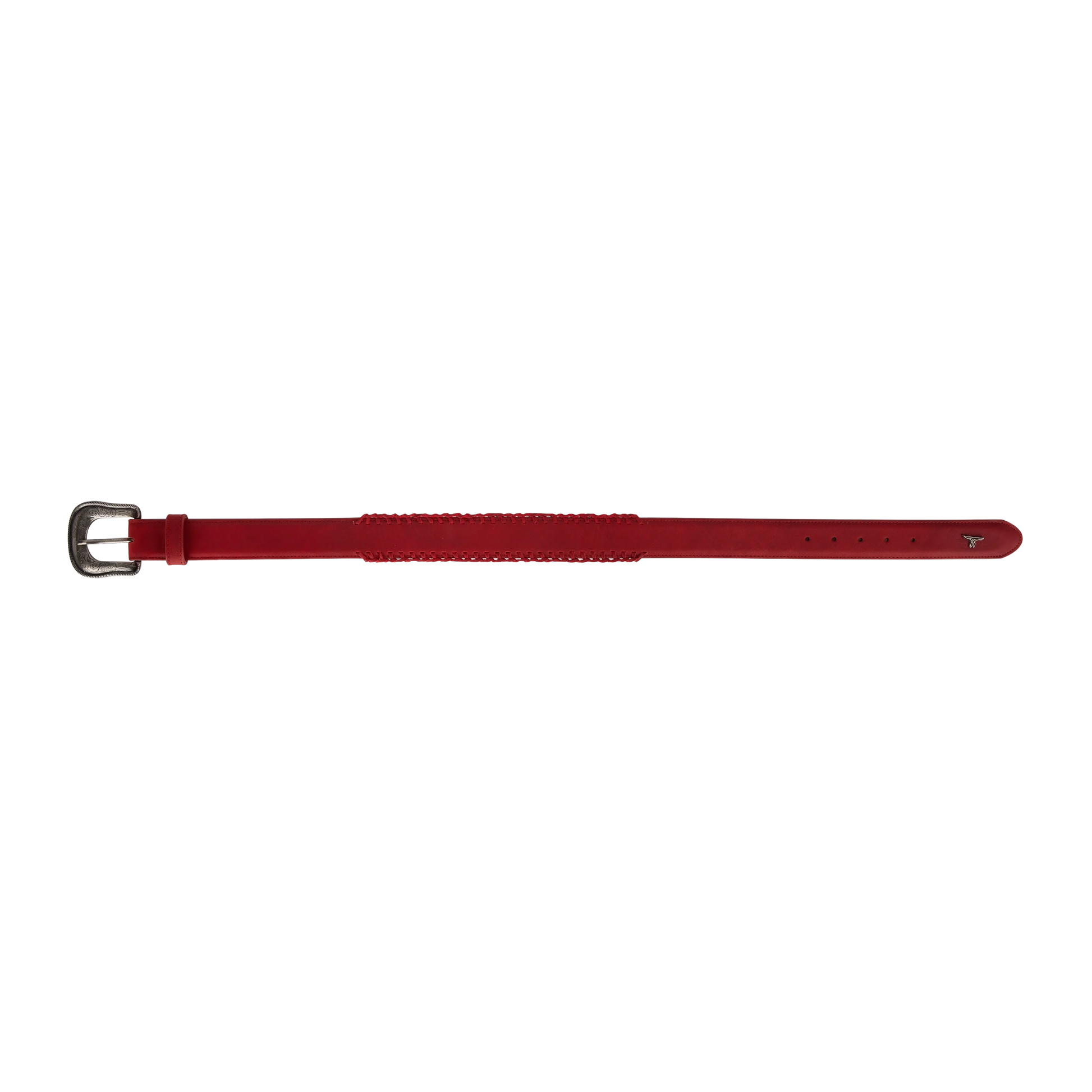 Smoldering Ruby Woven Belt with Western Buckle