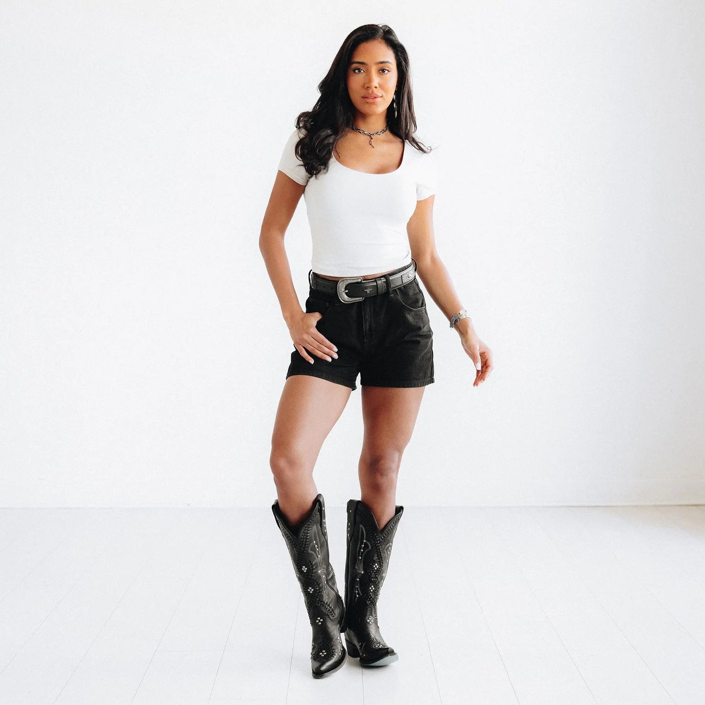 Lane 1.5 Woven Laced Belt with Single Buckle - Jet Black