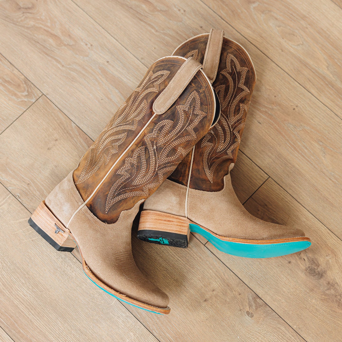 Classic Square Boot - Latte Suede and Burnt Caramel