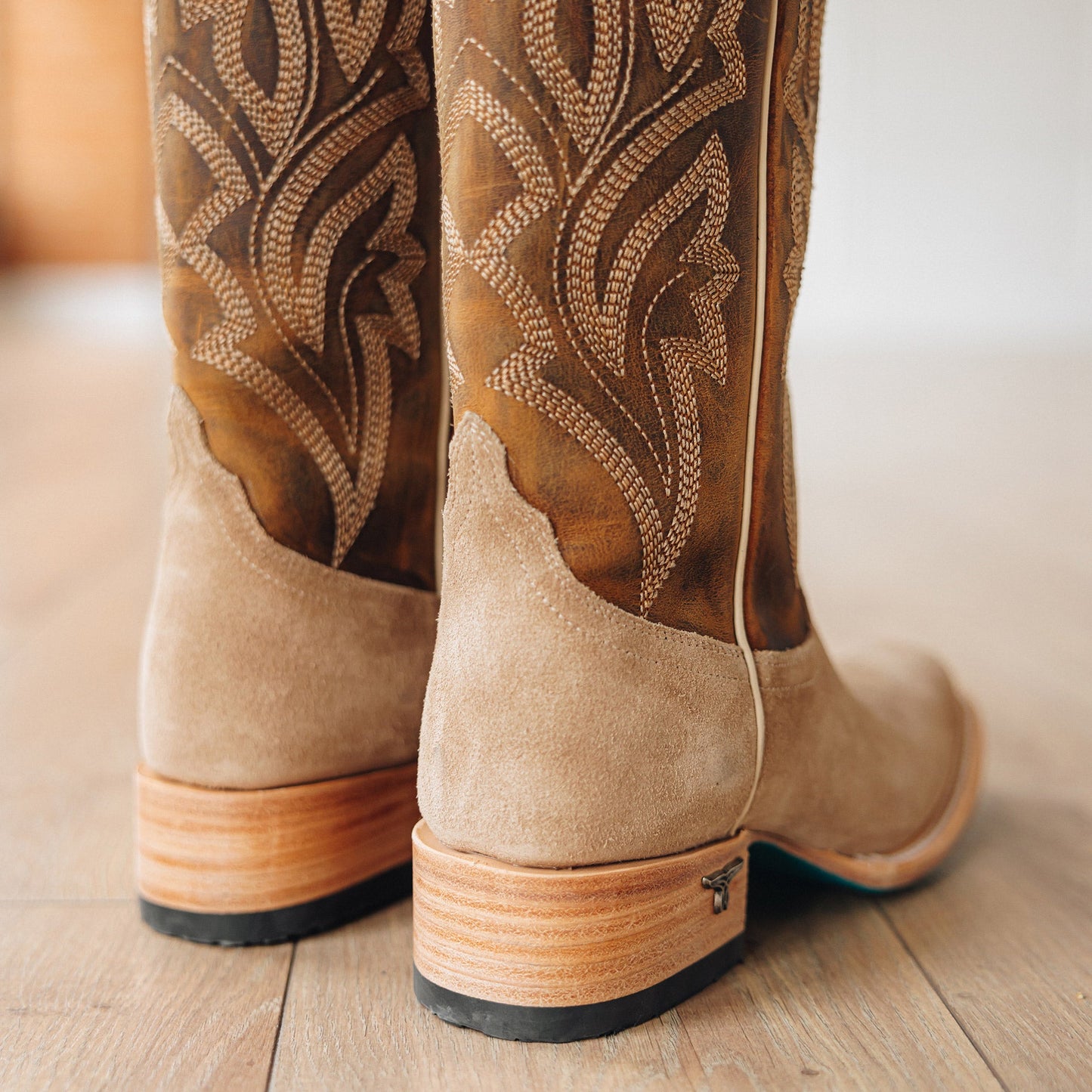 Classic Square Boot - Latte Suede and Burnt Caramel