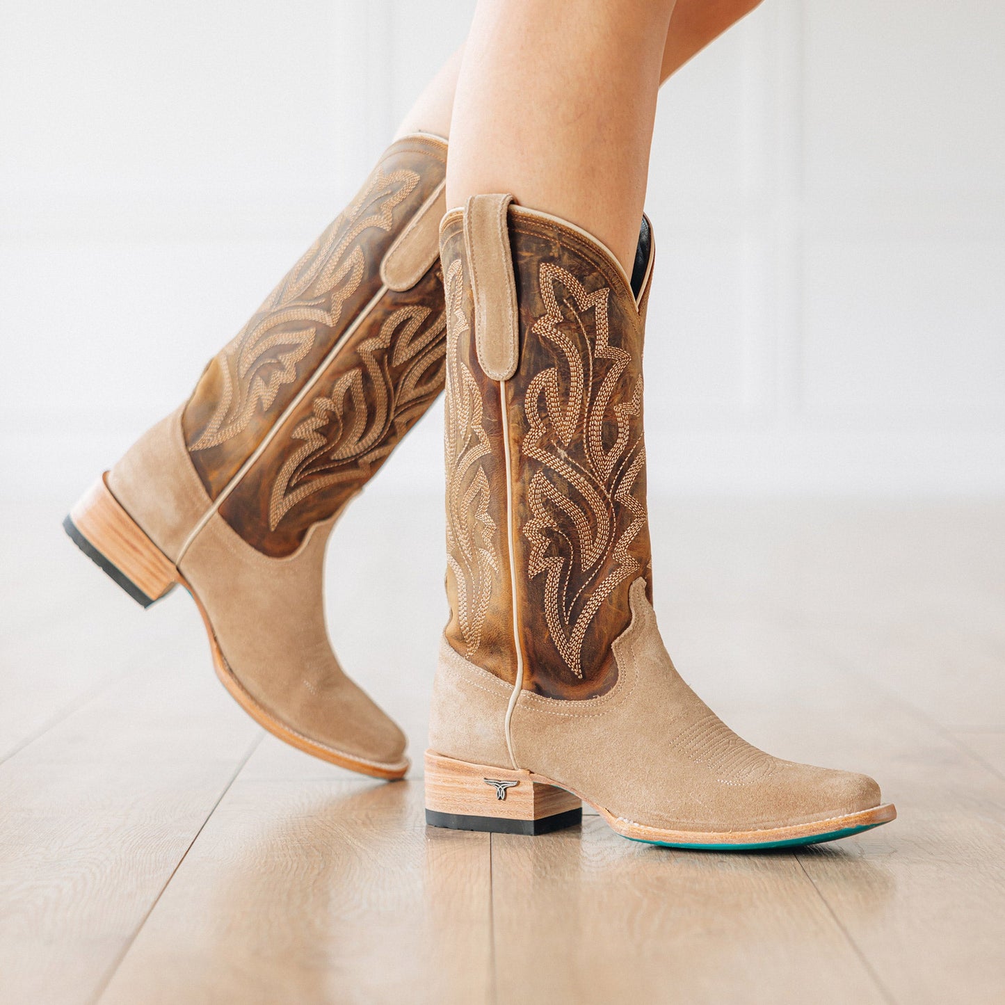 Classic Square Boot - Latte Suede and Burnt Caramel